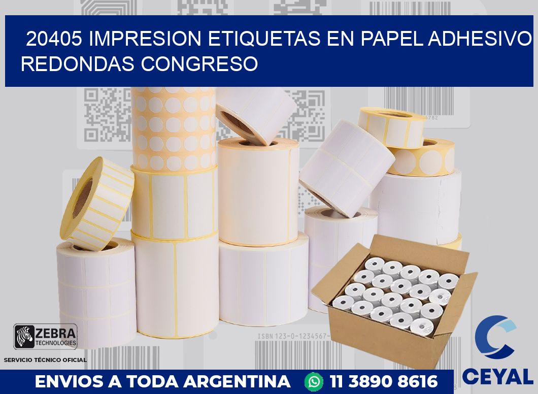 20405 IMPRESION ETIQUETAS EN PAPEL ADHESIVO REDONDAS CONGRESO