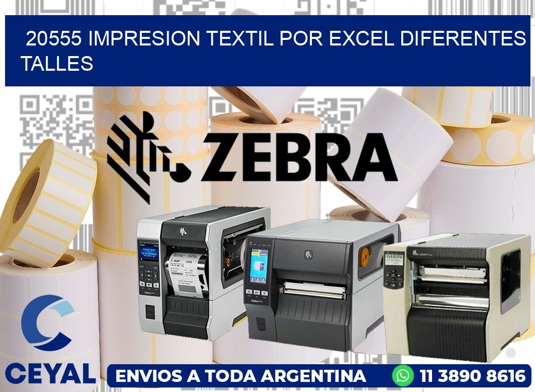 20555 IMPRESION TEXTIL POR EXCEL DIFERENTES TALLES