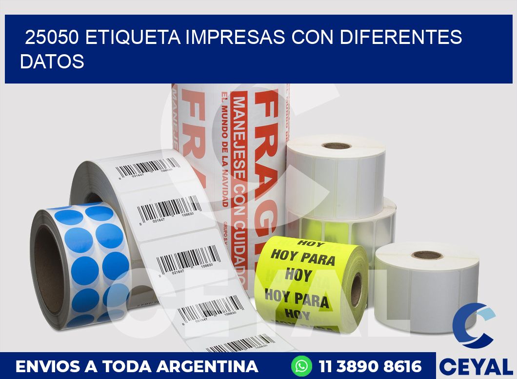 25050 ETIQUETA IMPRESAS CON DIFERENTES DATOS