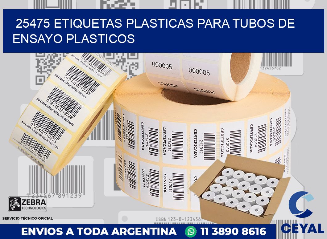 25475 ETIQUETAS PLASTICAS PARA TUBOS DE ENSAYO PLASTICOS