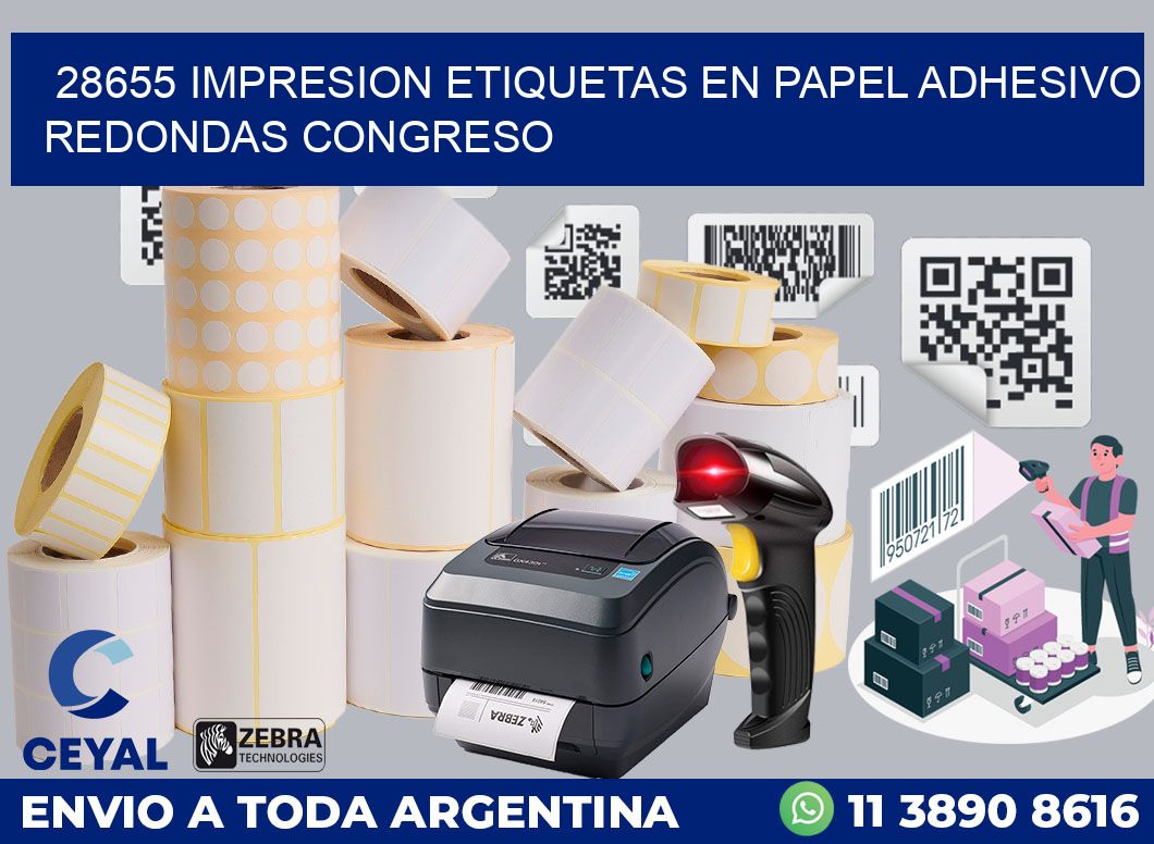 28655 IMPRESION ETIQUETAS EN PAPEL ADHESIVO REDONDAS CONGRESO