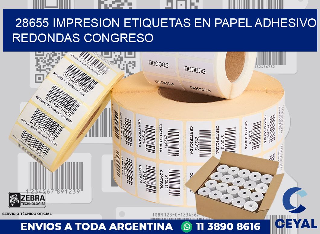28655 IMPRESION ETIQUETAS EN PAPEL ADHESIVO REDONDAS CONGRESO
