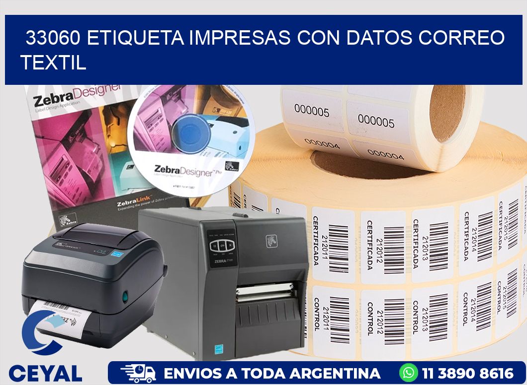 33060 ETIQUETA IMPRESAS CON DATOS CORREO TEXTIL