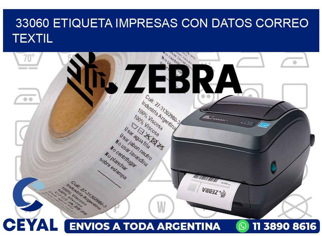 33060 ETIQUETA IMPRESAS CON DATOS CORREO TEXTIL