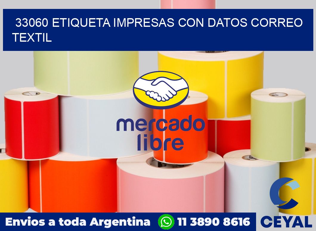 33060 ETIQUETA IMPRESAS CON DATOS CORREO TEXTIL