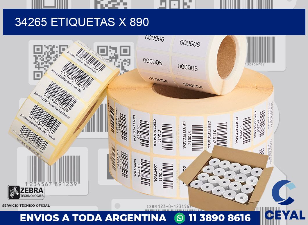 34265 Etiquetas x 890