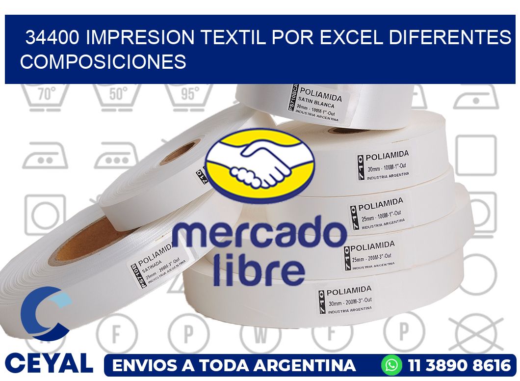 34400 IMPRESION TEXTIL POR EXCEL DIFERENTES COMPOSICIONES