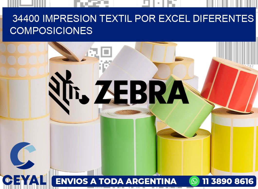 34400 IMPRESION TEXTIL POR EXCEL DIFERENTES COMPOSICIONES