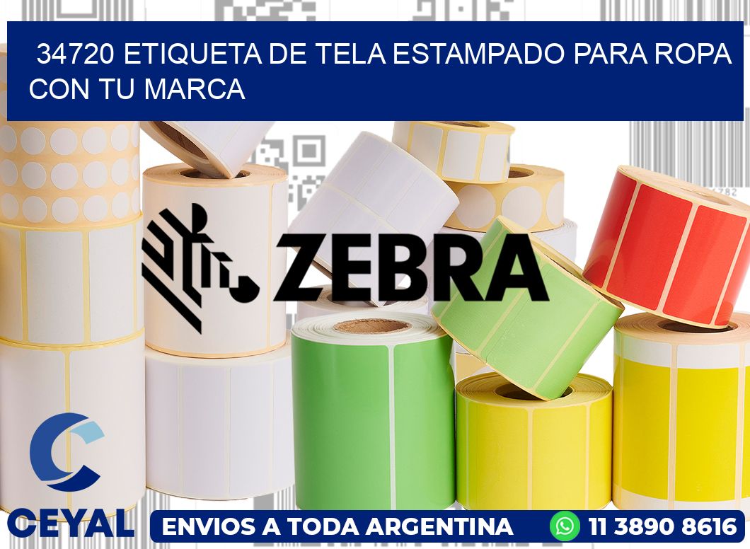 34720 ETIQUETA DE TELA ESTAMPADO PARA ROPA CON TU MARCA