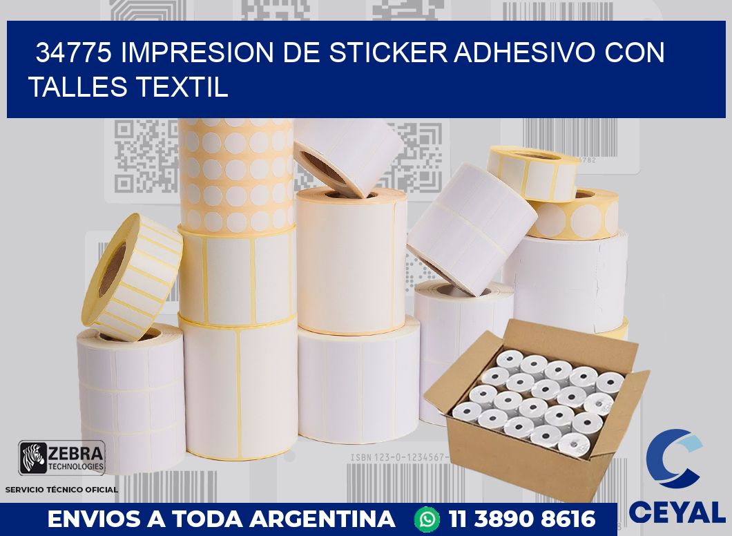 34775 IMPRESION DE STICKER ADHESIVO CON TALLES TEXTIL