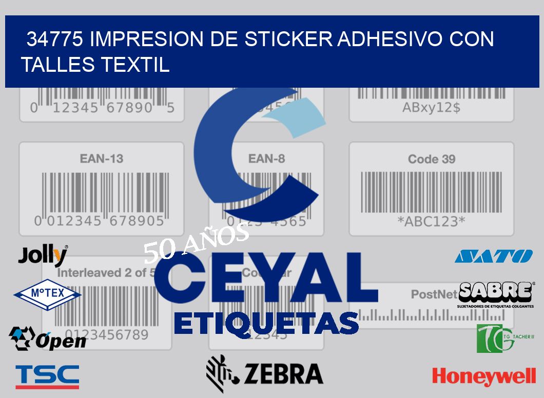 34775 IMPRESION DE STICKER ADHESIVO CON TALLES TEXTIL