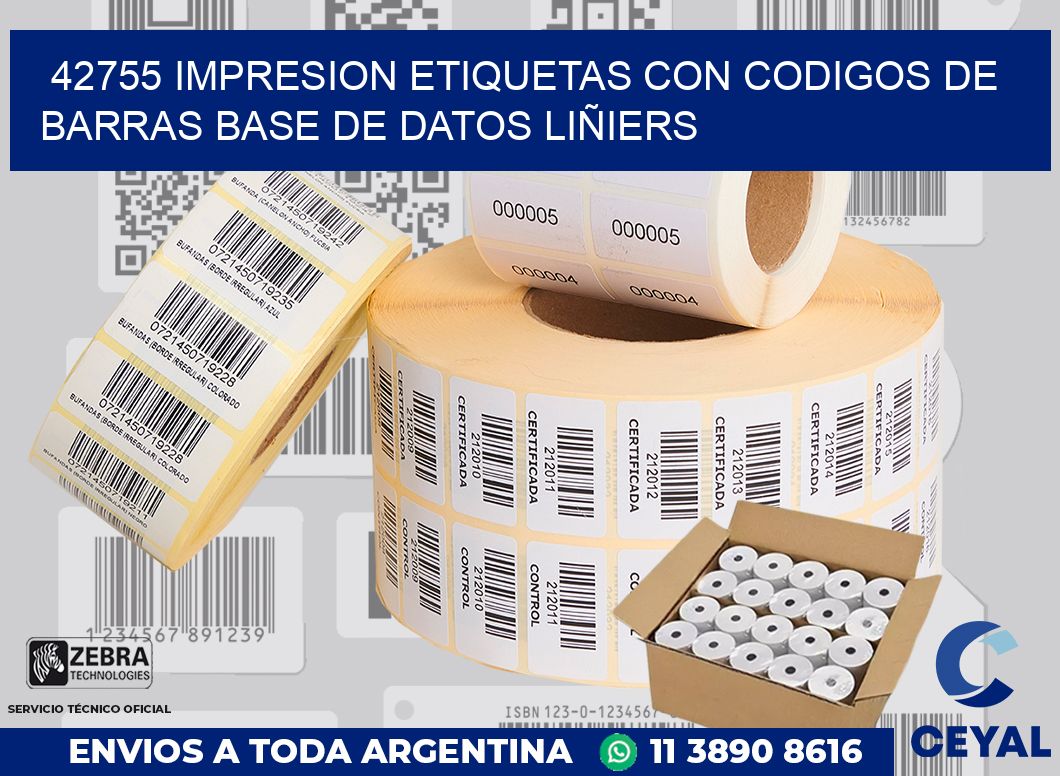 42755 IMPRESION ETIQUETAS CON CODIGOS DE BARRAS BASE DE DATOS LIÑIERS
