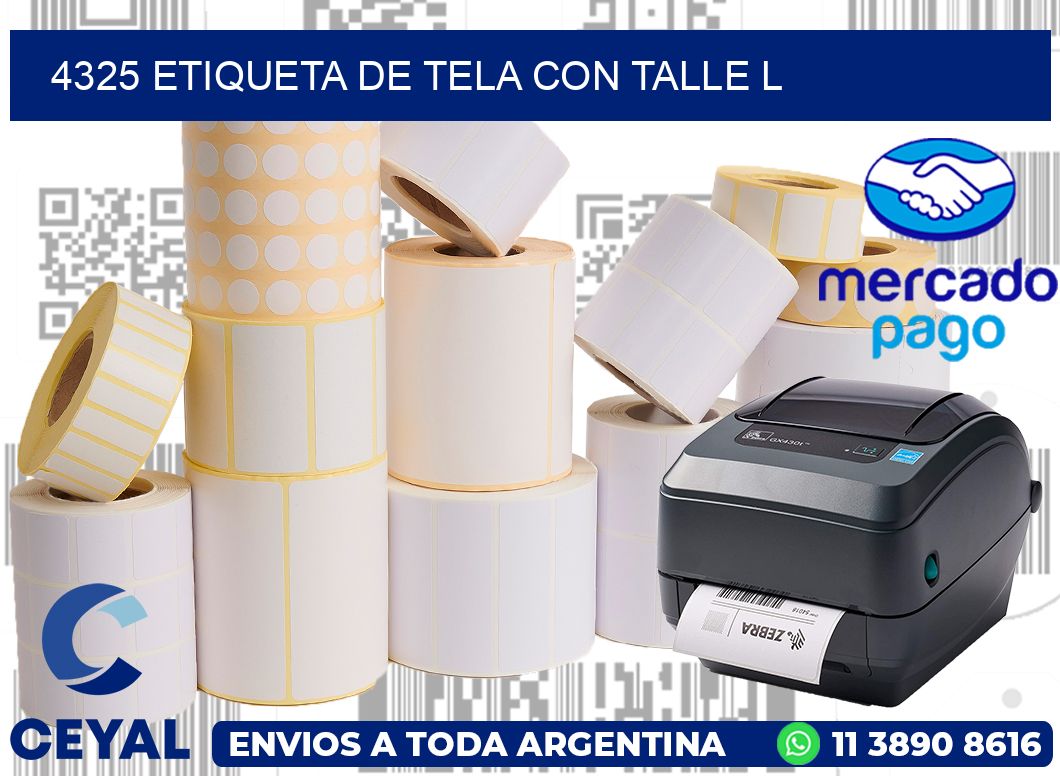 4325 ETIQUETA DE TELA CON TALLE L
