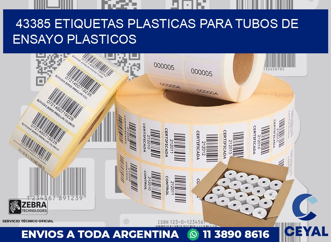 43385 ETIQUETAS PLASTICAS PARA TUBOS DE ENSAYO PLASTICOS