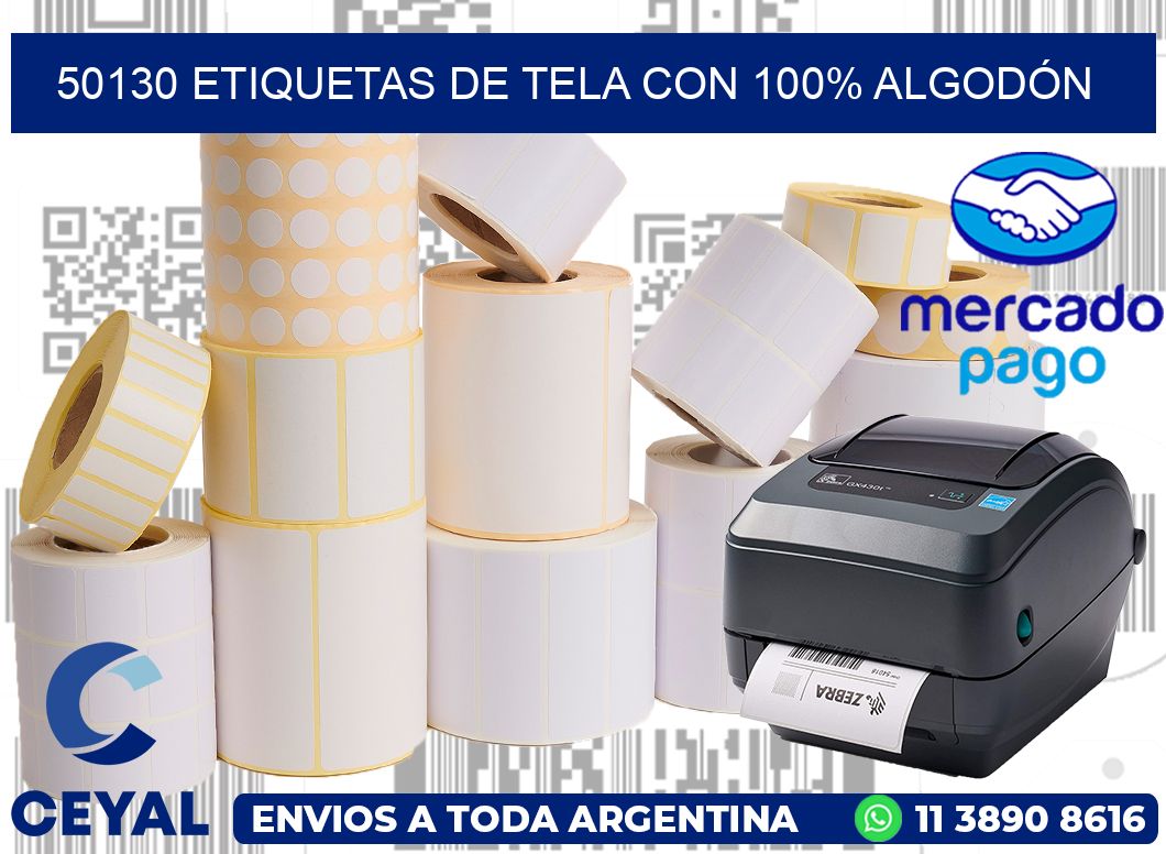 50130 ETIQUETAS DE TELA CON 100% ALGODÓN