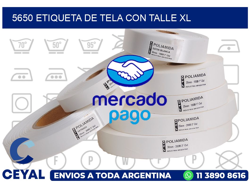 5650 ETIQUETA DE TELA CON TALLE XL