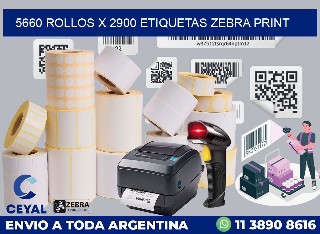 5660 Rollos x 2900 etiquetas zebra print