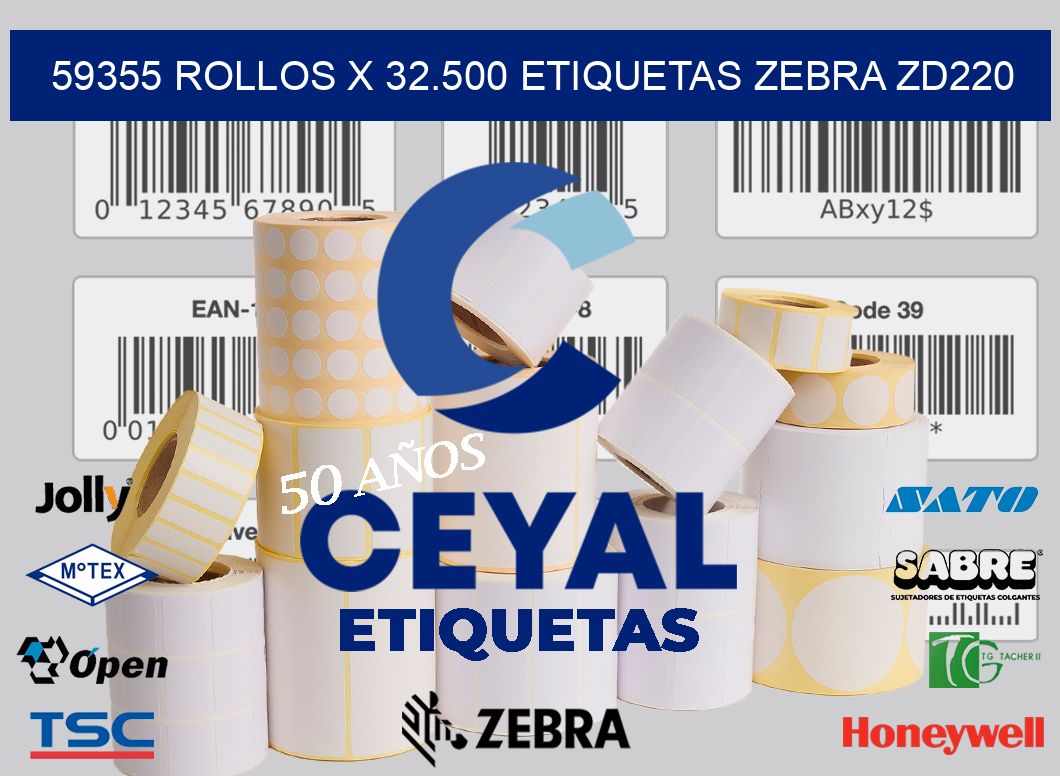 59355 Rollos x 32.500 etiquetas zebra zd220