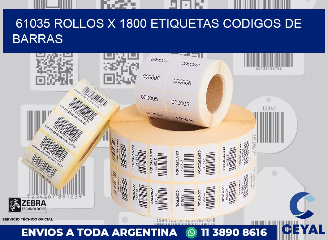 61035 Rollos x 1800 etiquetas codigos de barras