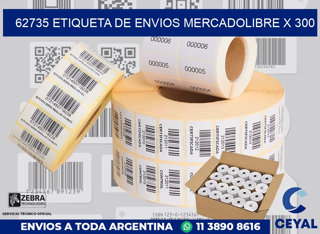 62735 etiqueta de envios mercadolibre x 300
