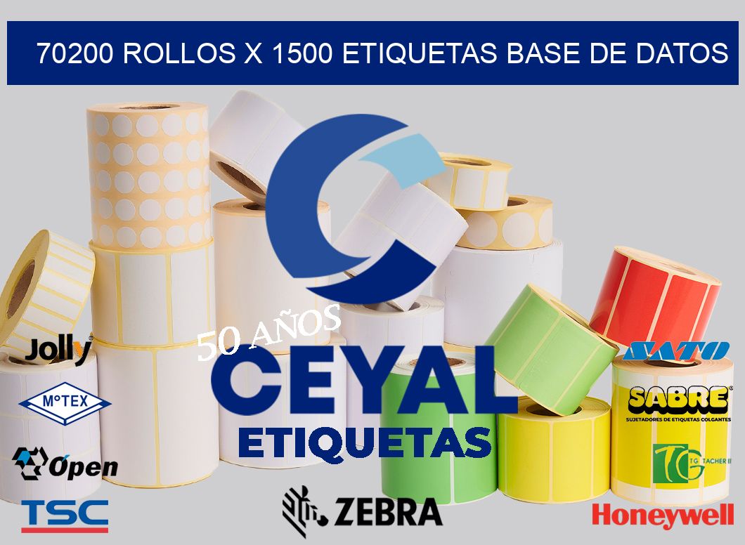 70200 Rollos x 1500 etiquetas base de datos