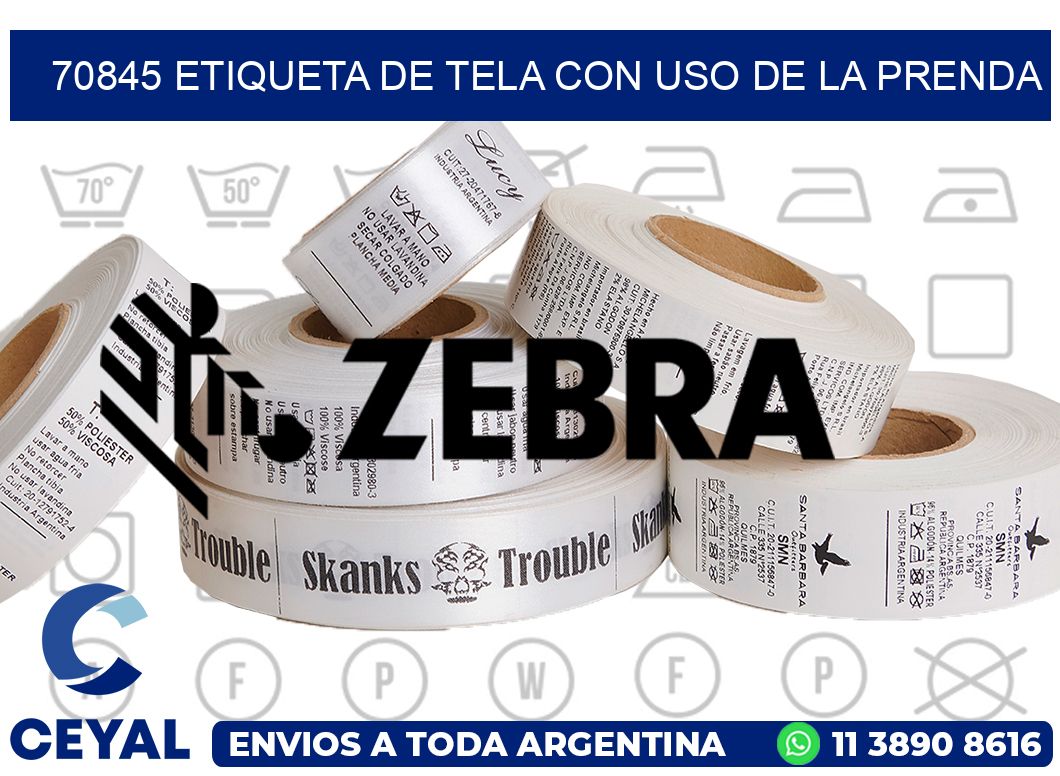 70845 ETIQUETA DE TELA CON USO DE LA PRENDA