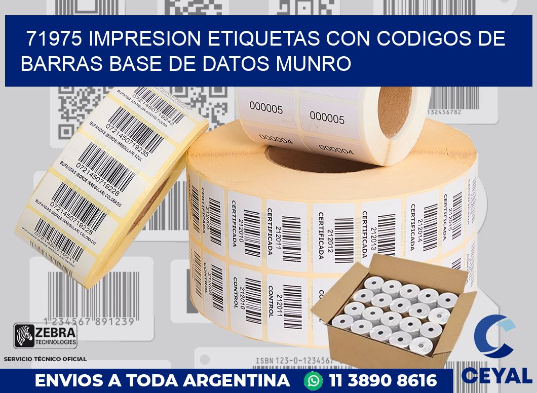 71975 IMPRESION ETIQUETAS CON CODIGOS DE BARRAS BASE DE DATOS MUNRO