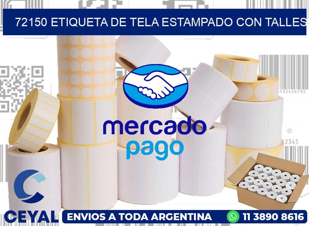72150 ETIQUETA DE TELA ESTAMPADO CON TALLES