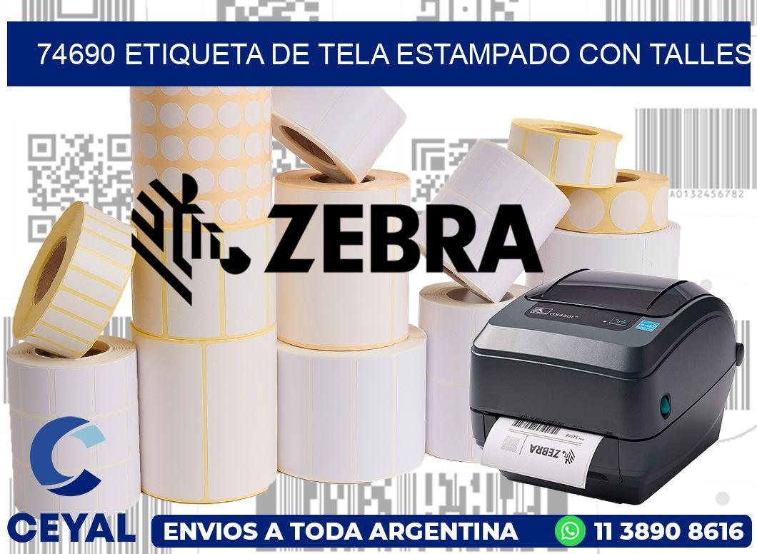 74690 ETIQUETA DE TELA ESTAMPADO CON TALLES