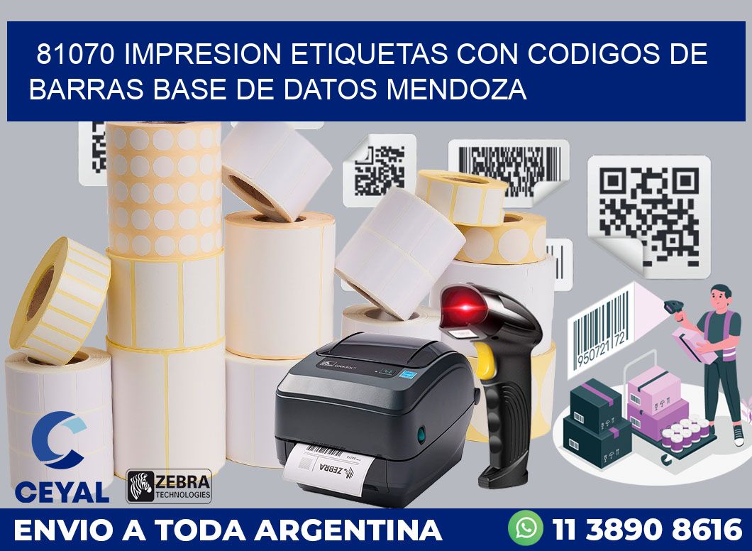 81070 IMPRESION ETIQUETAS CON CODIGOS DE BARRAS BASE DE DATOS MENDOZA
