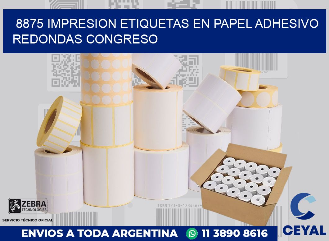 8875 IMPRESION ETIQUETAS EN PAPEL ADHESIVO REDONDAS CONGRESO