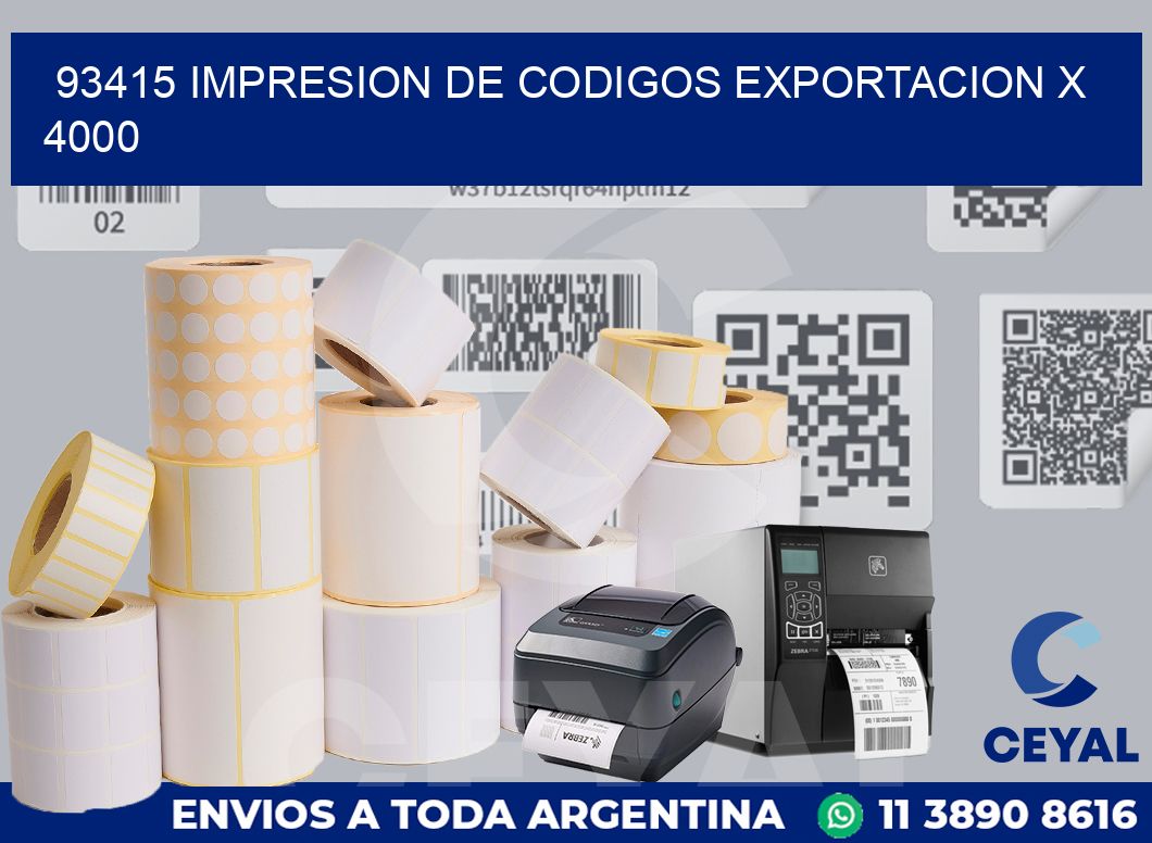 93415 impresion de codigos exportacion x 4000