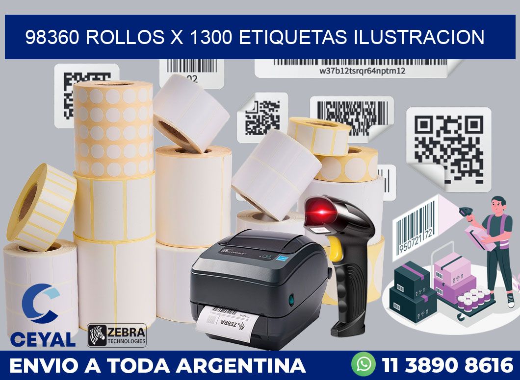 98360 Rollos x 1300 etiquetas ilustracion