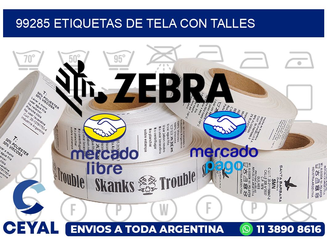 99285 ETIQUETAS DE TELA CON TALLES