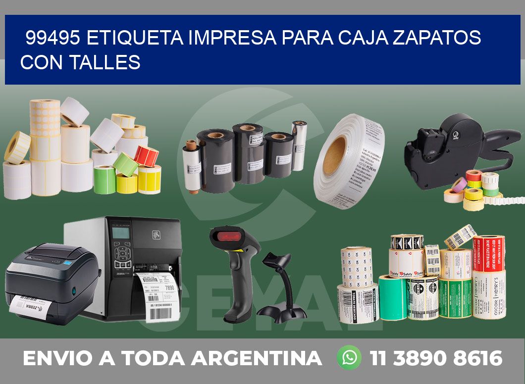 99495 ETIQUETA IMPRESA PARA CAJA ZAPATOS CON TALLES