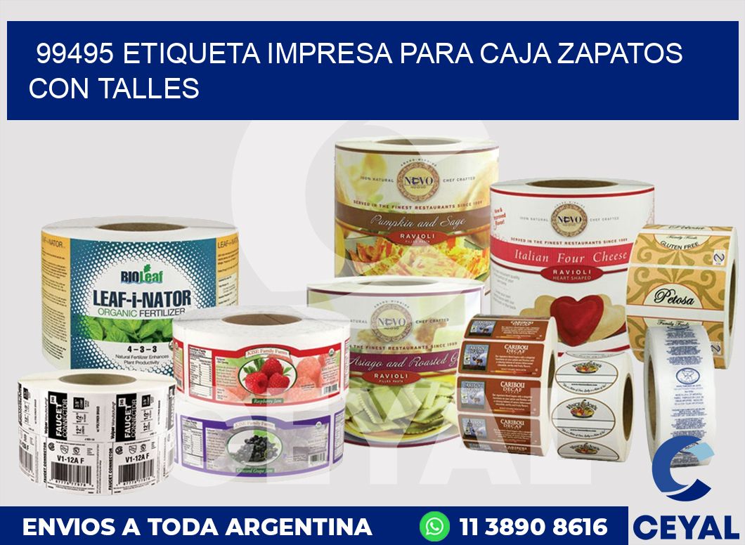 99495 ETIQUETA IMPRESA PARA CAJA ZAPATOS CON TALLES