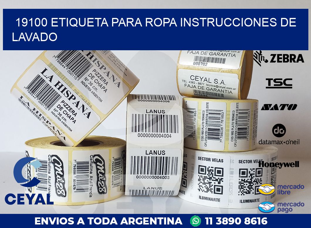 19100 ETIQUETA PARA ROPA INSTRUCCIONES DE LAVADO
