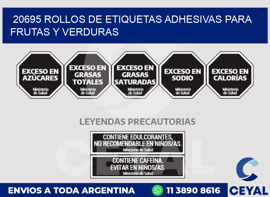 20695 ROLLOS DE ETIQUETAS ADHESIVAS PARA FRUTAS Y VERDURAS