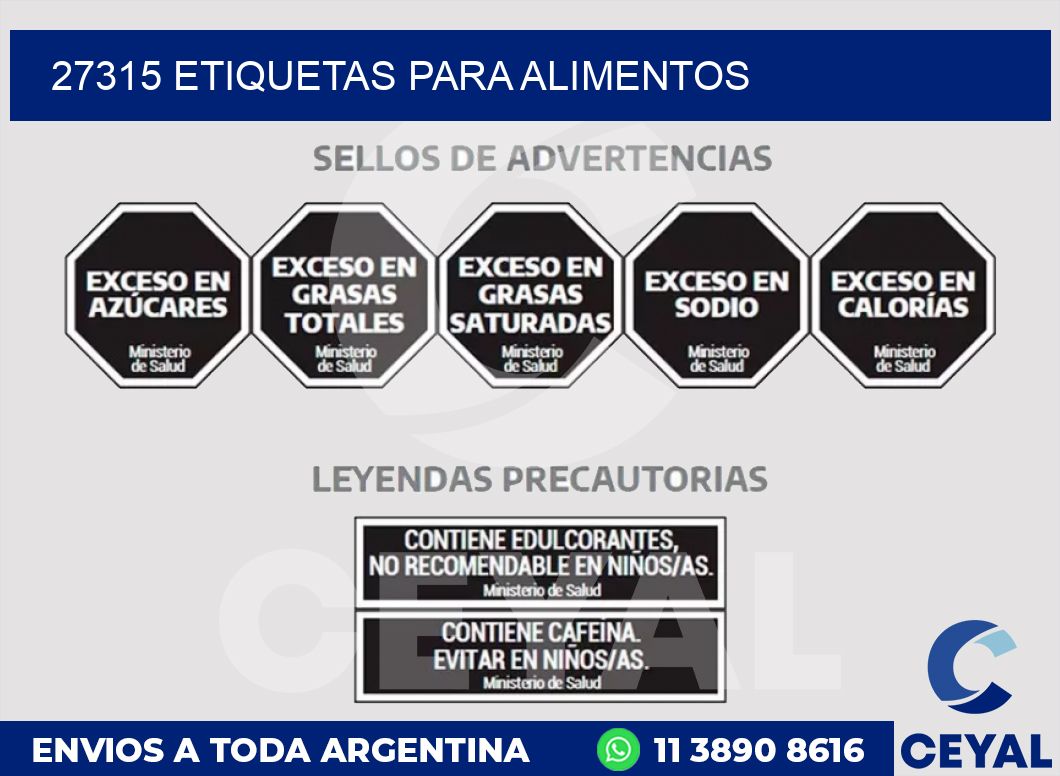 27315 ETIQUETAS PARA ALIMENTOS