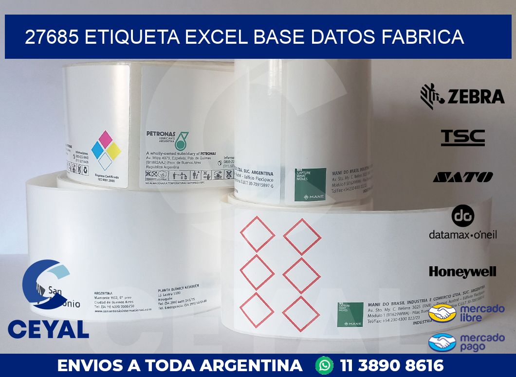 27685 etiqueta excel base datos fabrica