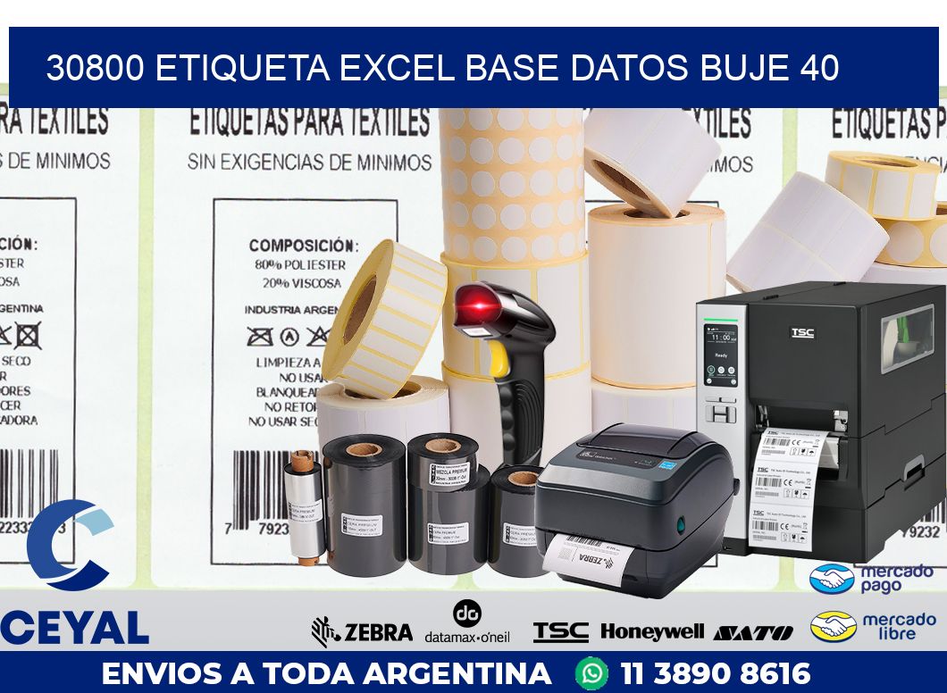 30800 etiqueta excel base datos buje 40