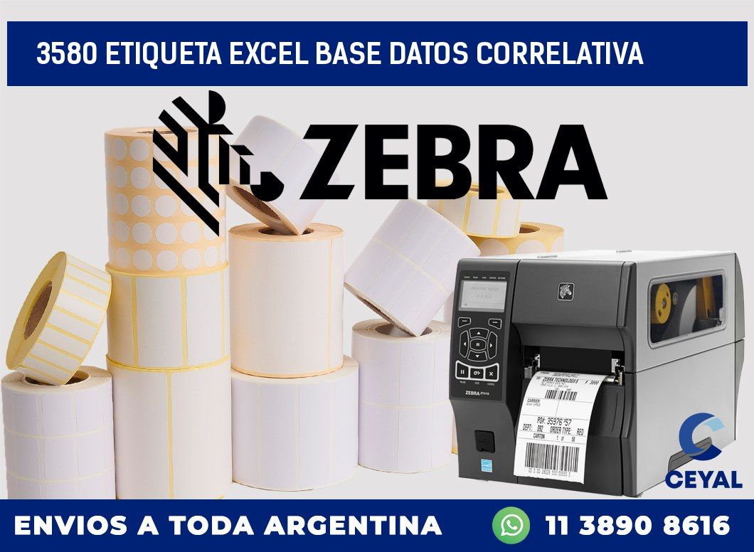3580 etiqueta excel base datos correlativa