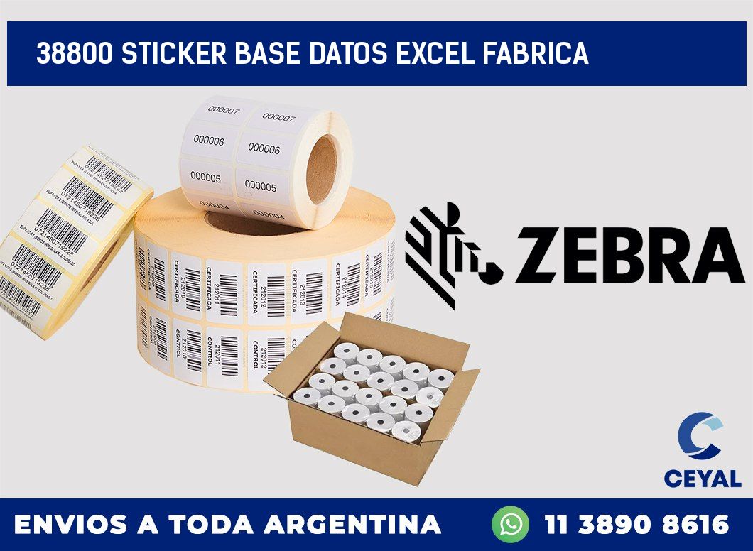 38800 sticker base datos excel fabrica
