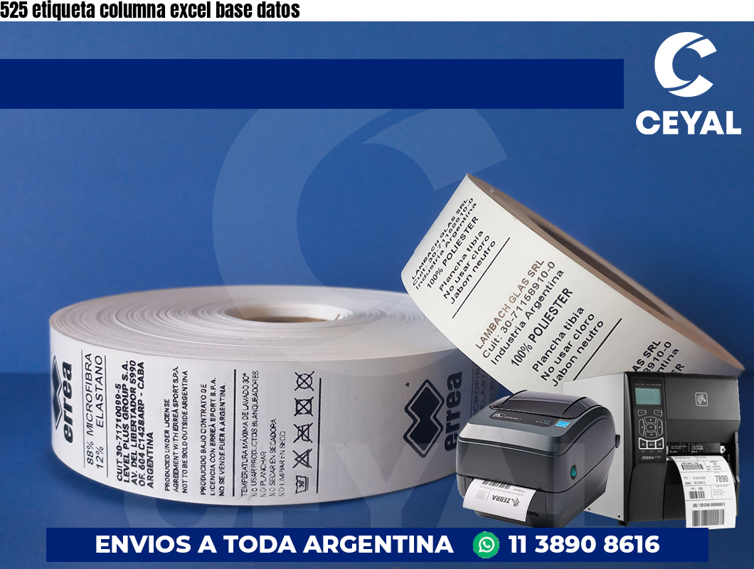 525 etiqueta columna excel base datos