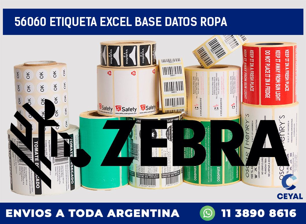 56060 etiqueta excel base datos ropa