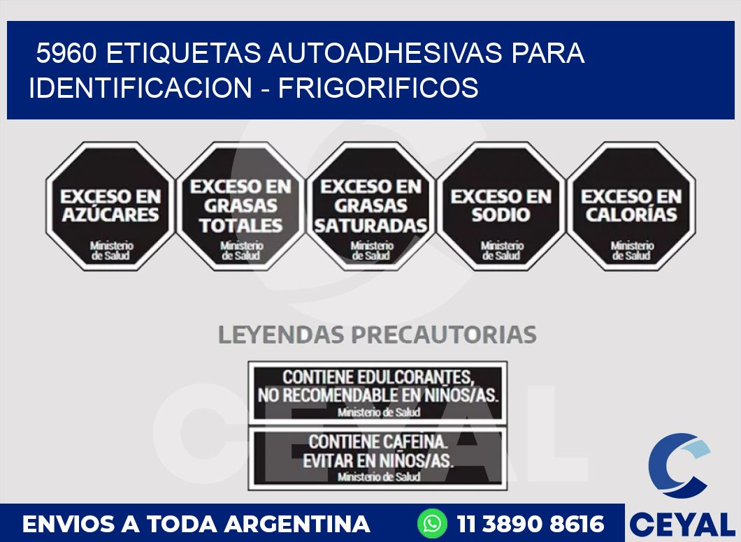 5960 ETIQUETAS AUTOADHESIVAS PARA IDENTIFICACION - FRIGORIFICOS