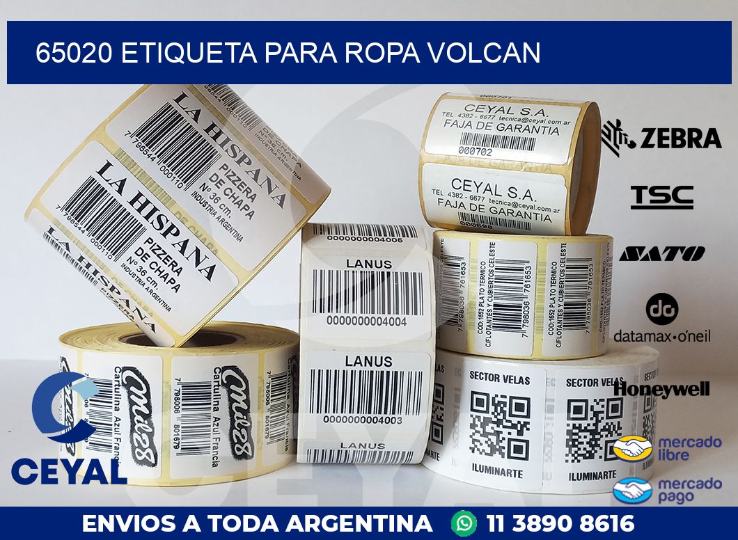 65020 ETIQUETA PARA ROPA VOLCAN