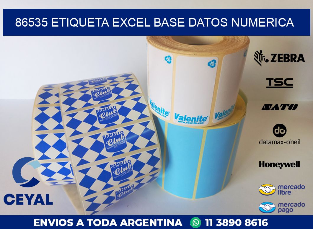 86535 etiqueta excel base datos numerica
