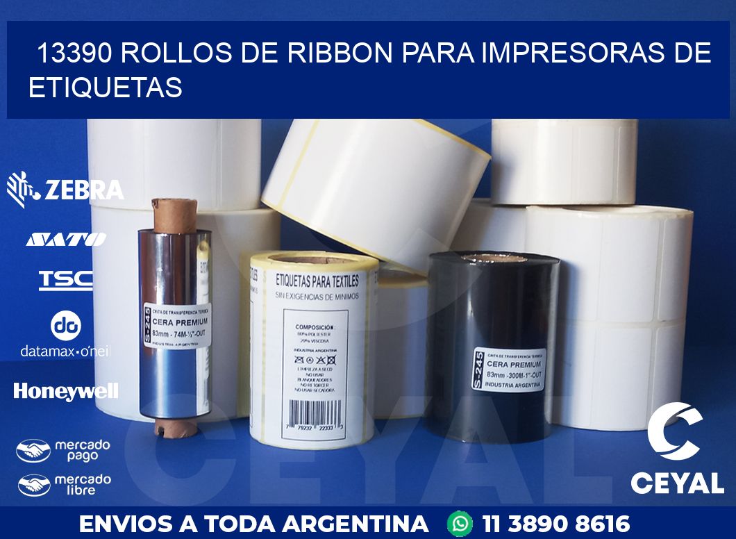 13390 ROLLOS DE RIBBON PARA IMPRESORAS DE ETIQUETAS