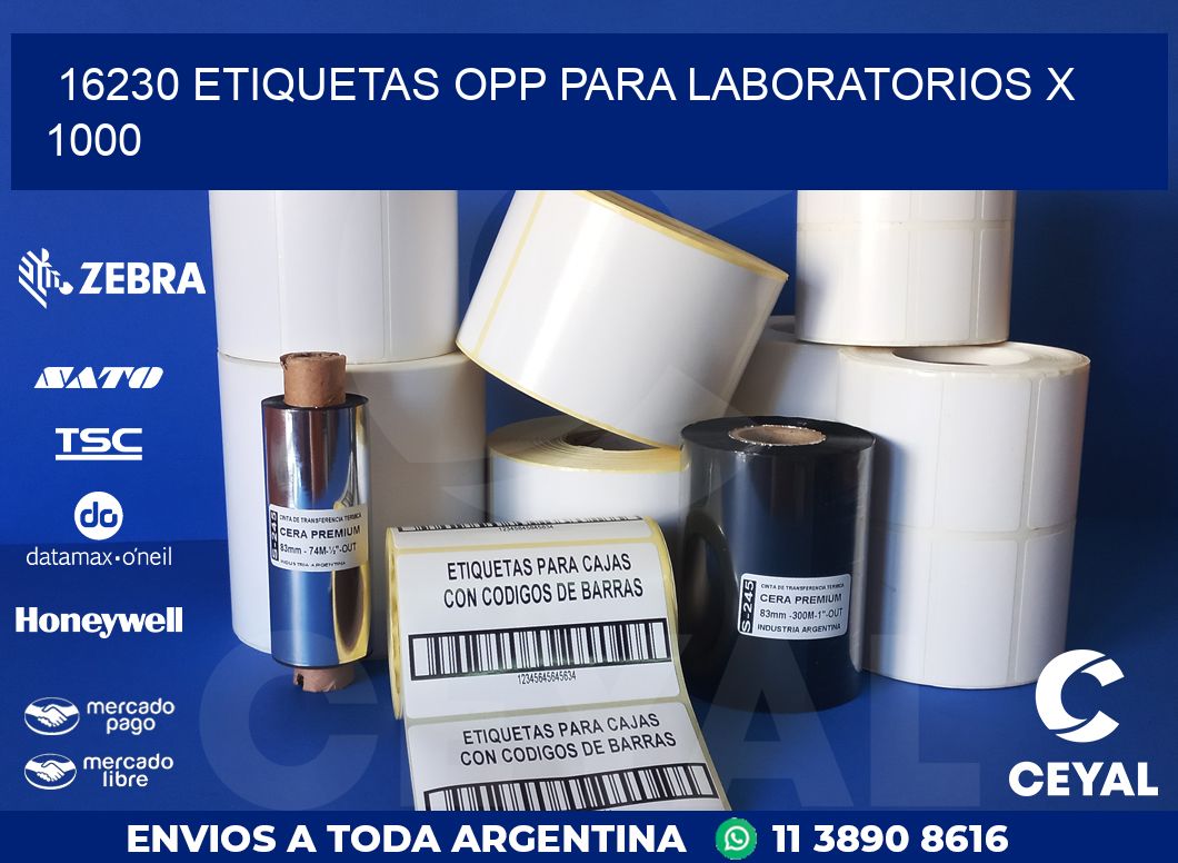 16230 ETIQUETAS OPP PARA LABORATORIOS X 1000